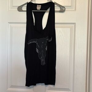 Haute Hippie Black Longhorn Racerback Tank Top - L